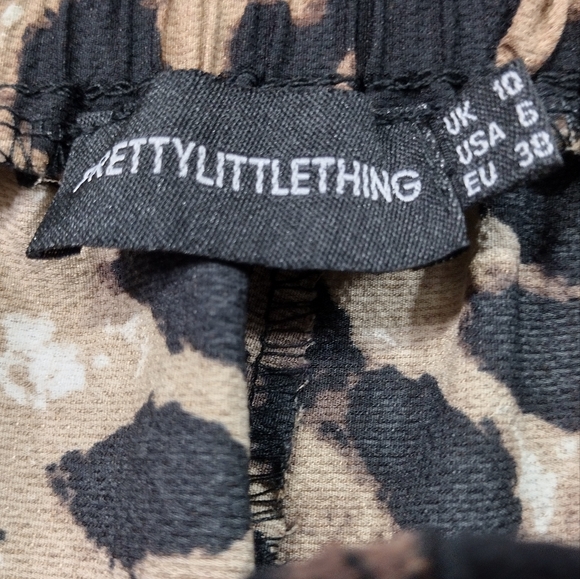 PrettyLittleThing Animal Print Casual Pants Womens 6 Brown Boho Retro 90s Y2K - Picture 7 of 9